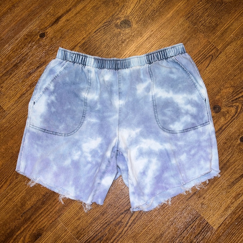 Vintage White Stag Upcycled Distress Light Blue Acid Wash Stretch Shorts Size M